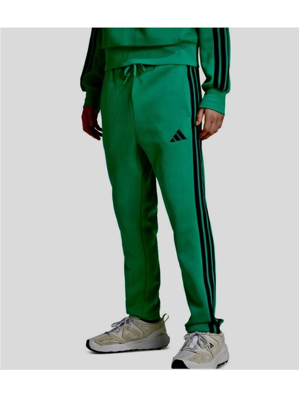adidas Men’s Green Joggers with Black 3-Stripe Detailing